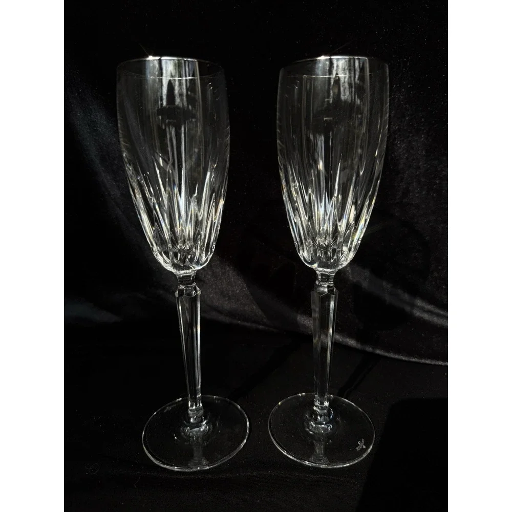 Pair Of Waterford Crystal Wynnewood Platinum Champagne‎ Flutes Discontinued